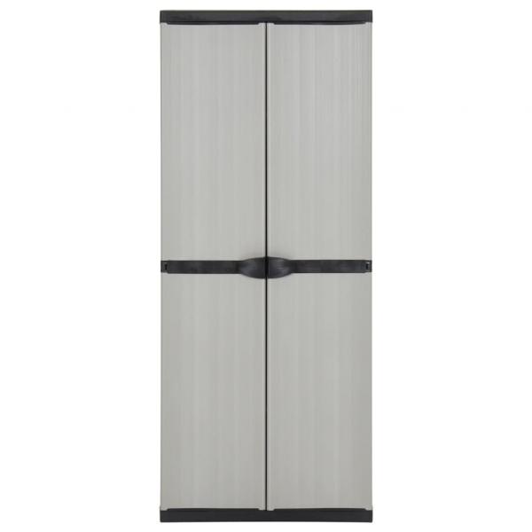 Garten-Lagerschrank mit 3 Böden Grau & Schwarz 68x40x168 cm