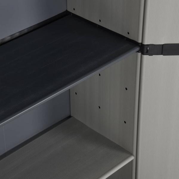 Garten-Lagerschrank mit 3 Böden Grau & Schwarz 68x40x168 cm