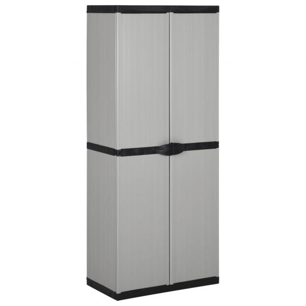 ARDEBO.de - Garten-Lagerschrank mit 3 Böden Grau & Schwarz 68x40x168 cm