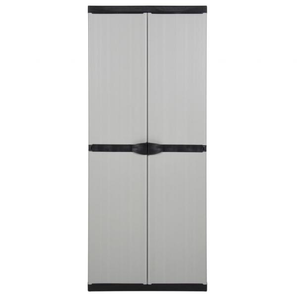 Garten-Lagerschrank mit 3 Böden Grau & Schwarz 68x40x168 cm