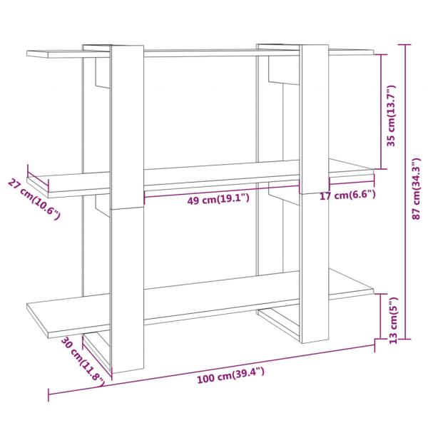 Bücherregal/Raumteiler Weiß 100×30×87 cm