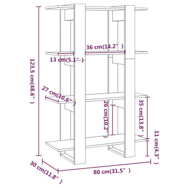 Bücherregal/Raumteiler Weiß 80x30x123,5 cm