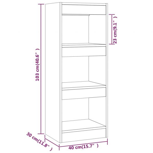 Bücherregal/Raumteiler Hochglanz-Weiß 40x30x103cm Holzwerkstoff