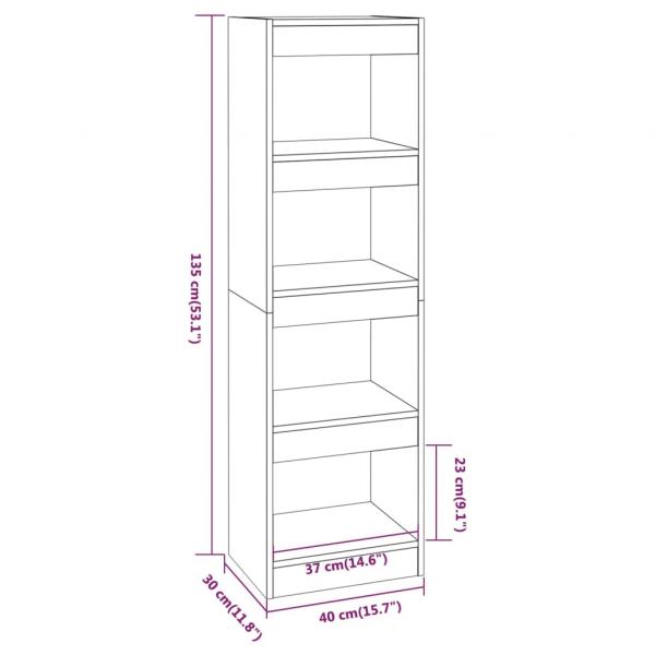 Bücherregal/Raumteiler Schwarz 40x30x135 cm