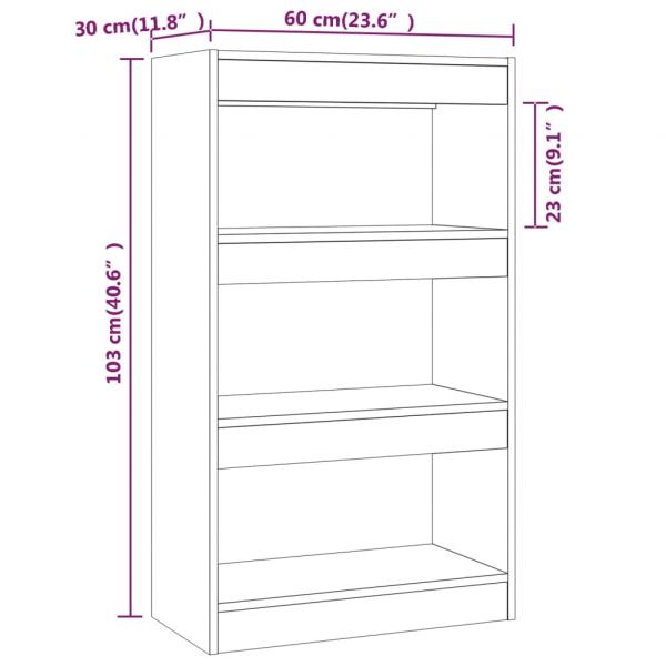 Bücherregal/Raumteiler Schwarz 60x30x103 cm Holzwerkstoff