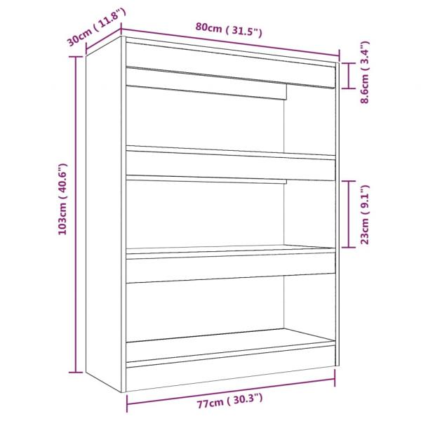 Bücherregal/Raumteiler Schwarz 80x30x103 cm Holzwerkstoff