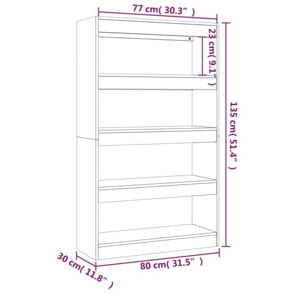 Bücherregal/Raumteiler Schwarz 80x30x135 cm Holzwerkstoff