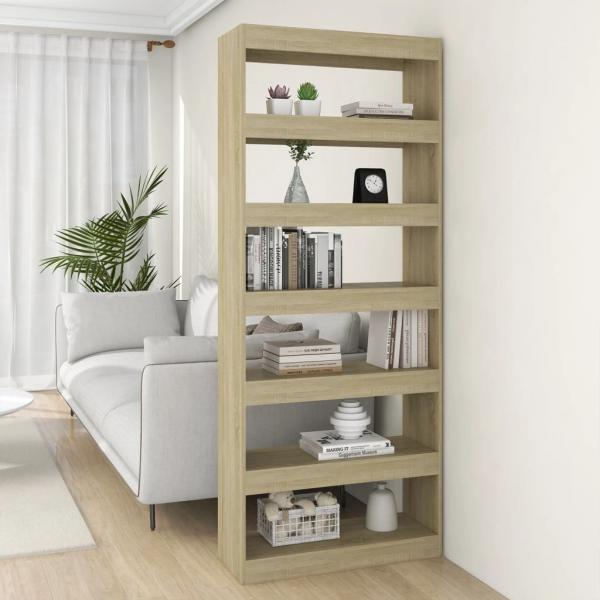 ARDEBO.de - Bücherregal/Raumteiler Sonoma-Eiche 80x30x198 cm Holzwerkstoff