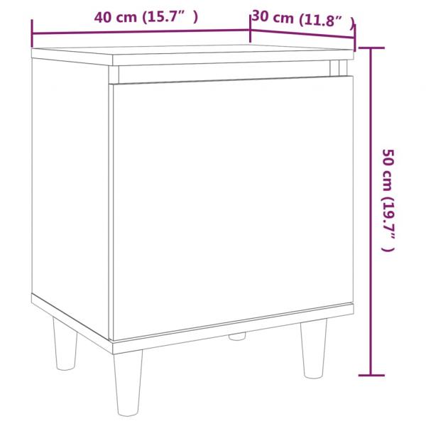 Nachttisch mit Massivholz-Beinen Braun Eichen-Optik 40x30x50cm