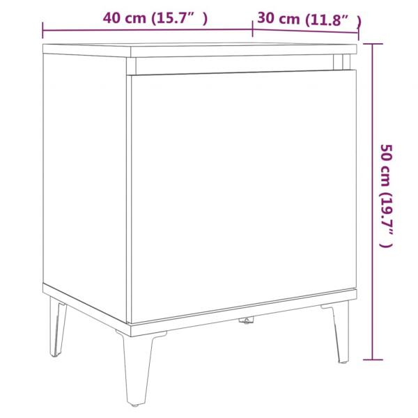 Nachttisch mit Metallbeinen Braun Eichen-Optik 40x30x50 cm