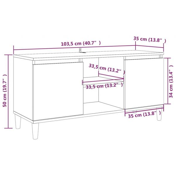 TV-Schrank mit Massivholz-Beinen Räuchereiche 103,5x35x50 cm