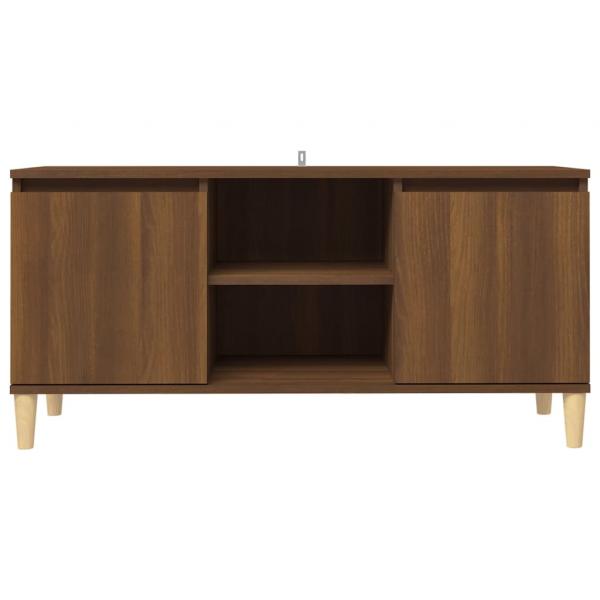 TV-Schrank Massivholz-Beine Braun Eichen-Optik 103,5x35x50 cm