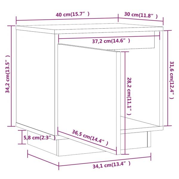 Nachttische 2 Stk. Grau 40x30x40 cm Massivholz Kiefer