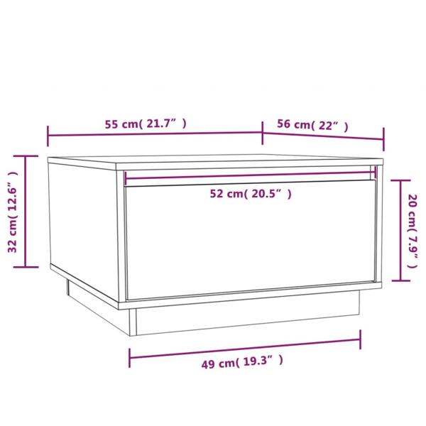 Couchtisch Grau 55x56x32 cm Massivholz Kiefer