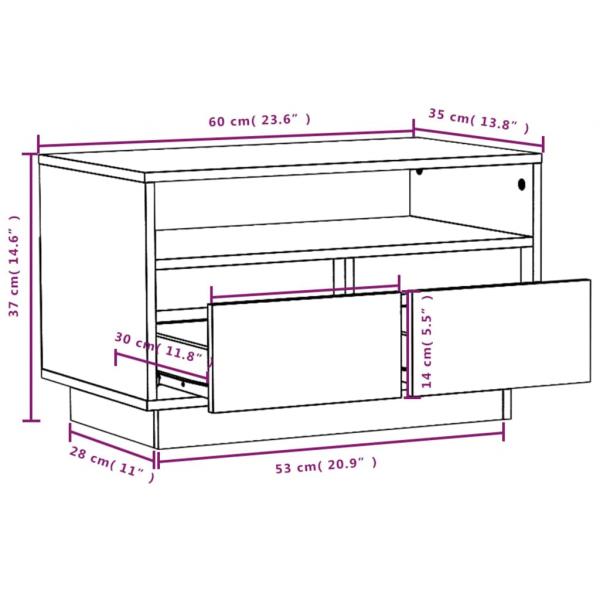 TV-Schrank Weiß 60x35x37 cm Massivholz Kiefer