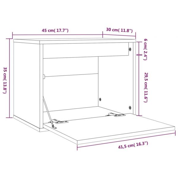 Wandschrank Weiß 45x30x35 cm Massivholz Kiefer