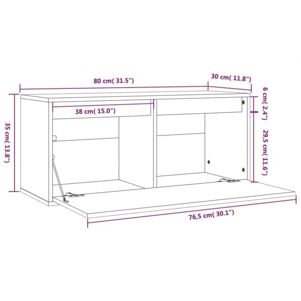 Wandschrank Weiß 80x30x35 cm Massivholz Kiefer