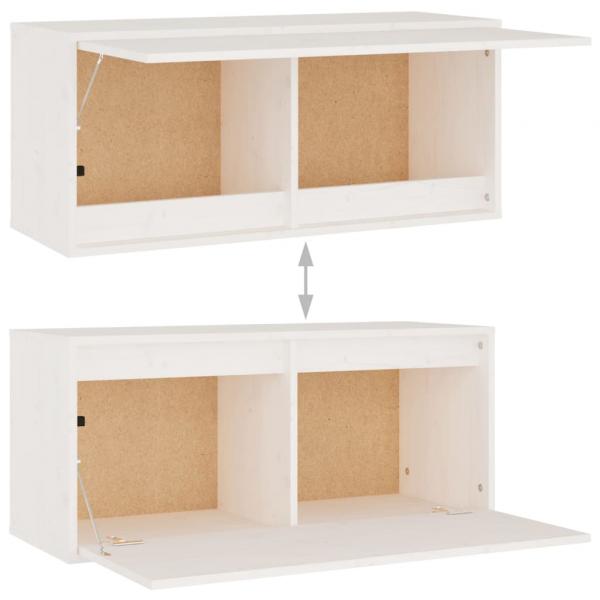 Wandschrank Weiß 80x30x35 cm Massivholz Kiefer