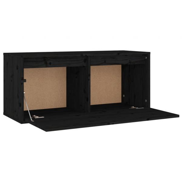 Wandschrank Schwarz 80x30x35 cm Massivholz Kiefer