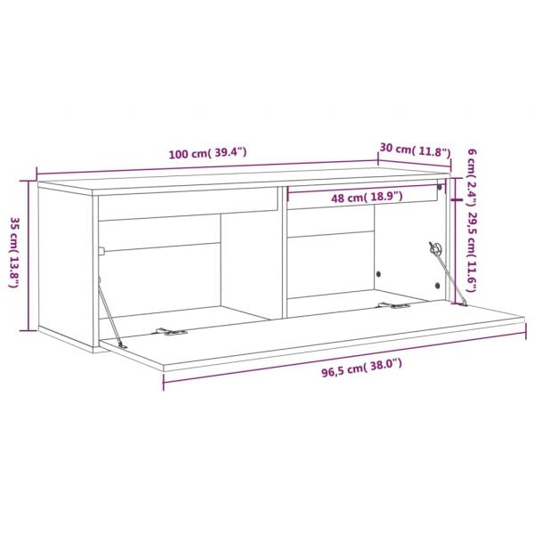 Wandschrank Weiß 100x30x35 cm Massivholz Kiefer