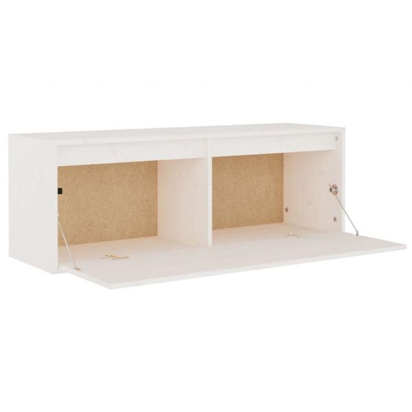 Wandschrank Weiß 100x30x35 cm Massivholz Kiefer