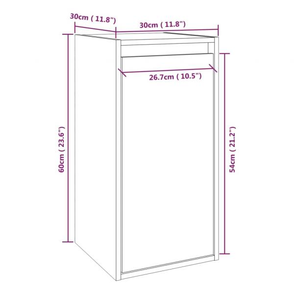 Wandschrank Weiß 30x30x60 cm Massivholz Kiefer