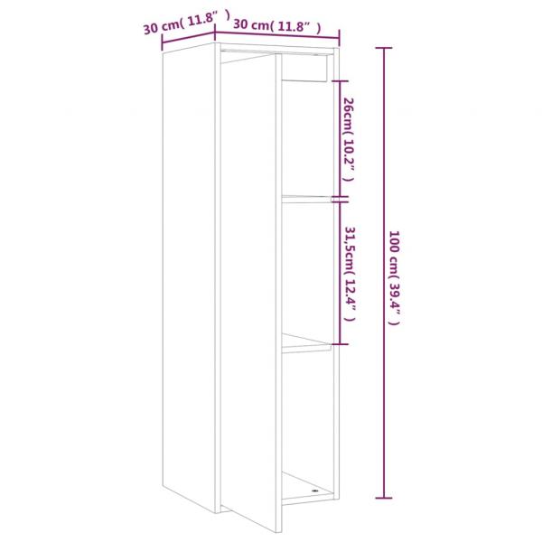 Wandschrank Honigbraun 30x30x100 cm Massivholz Kiefer