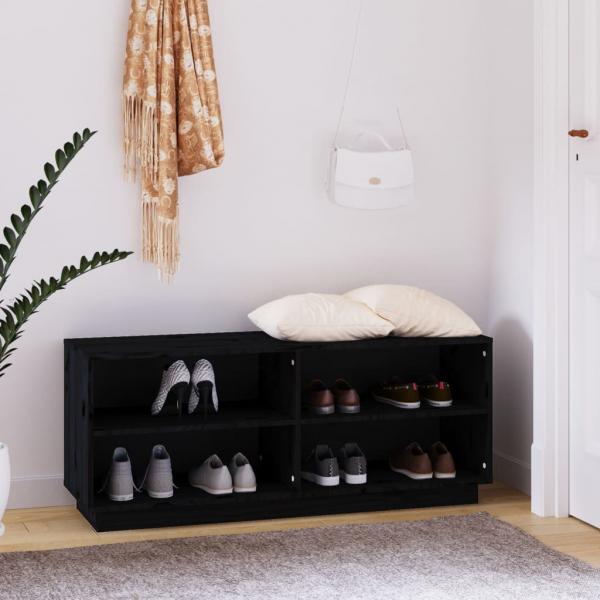 ARDEBO.de - Schuhregal Schwarz 110x34x45 cm Massivholz Kiefer