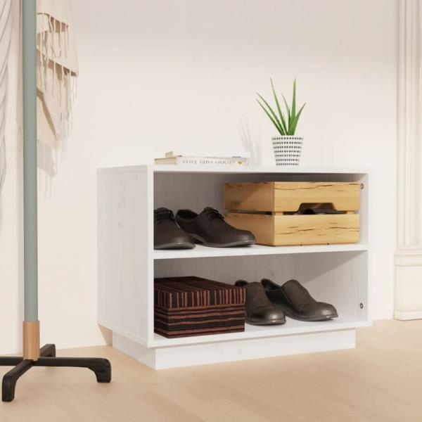 ARDEBO.de - Schuhschrank Weiß 60x34x45 cm Massivholz Kiefer