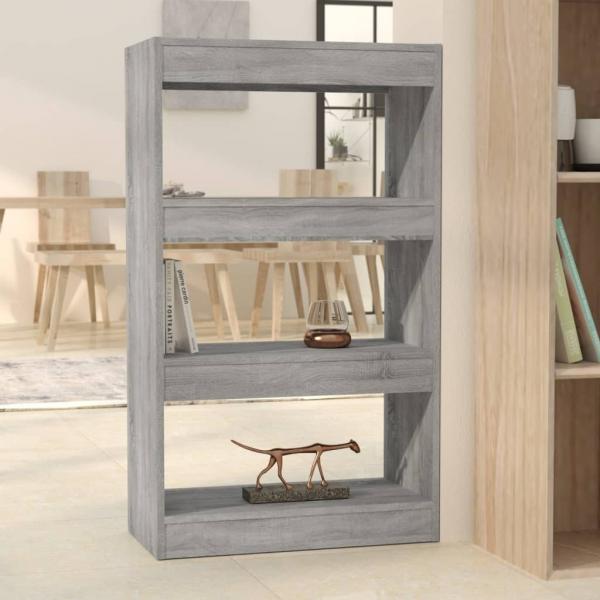 ARDEBO.de - Bücherregal/Raumteiler Grau Sonoma 60x30x103 cm Holzwerkstoff