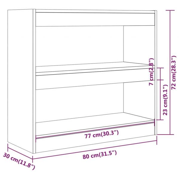 Bücherregal/Raumteiler Räuchereiche 80x30x72 cm