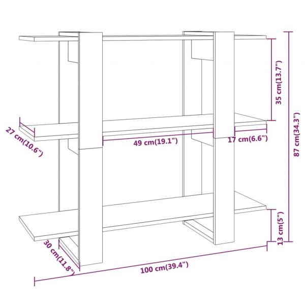 Bücherregal/Raumteiler Hochglanz-Weiß 100x30x87 cm