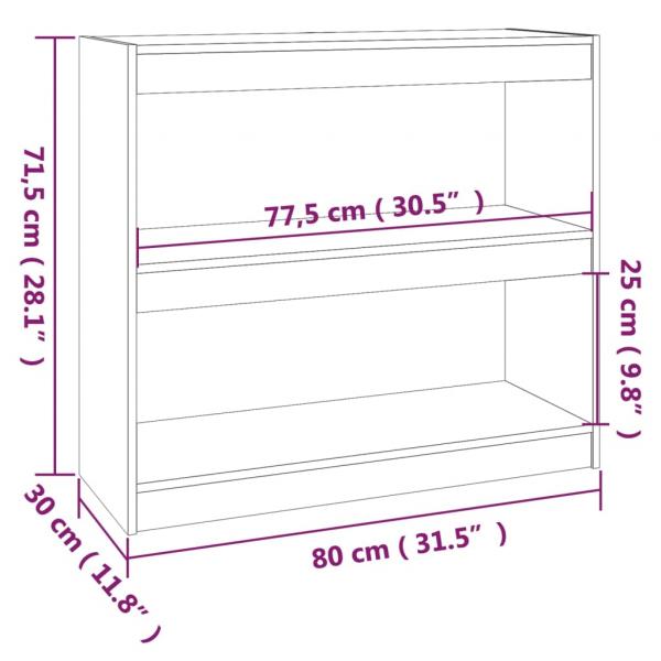 Bücherregal/Raumteiler Weiß 80x30x71,5 cm Massivholz Kiefer