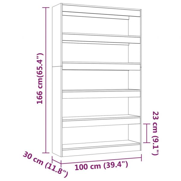 Bücherregal/Raumteiler Hochglanz-Weiß 100x30x166 cm