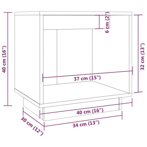 Nachttisch Grau 40x30x40 cm Massivholz Kiefer