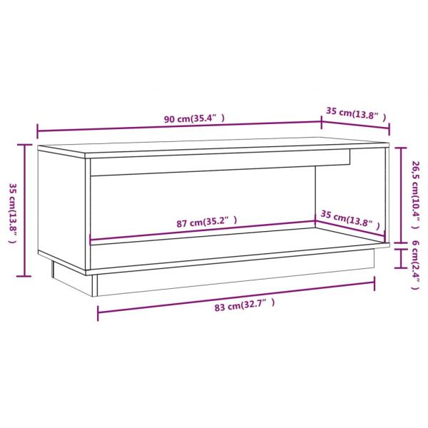 TV-Schrank Schwarz 90x35x35 cm Massivholz Kiefer