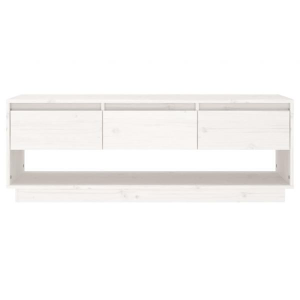 TV-Schrank Weiß 110,5x34x40 cm Massivholz Kiefer