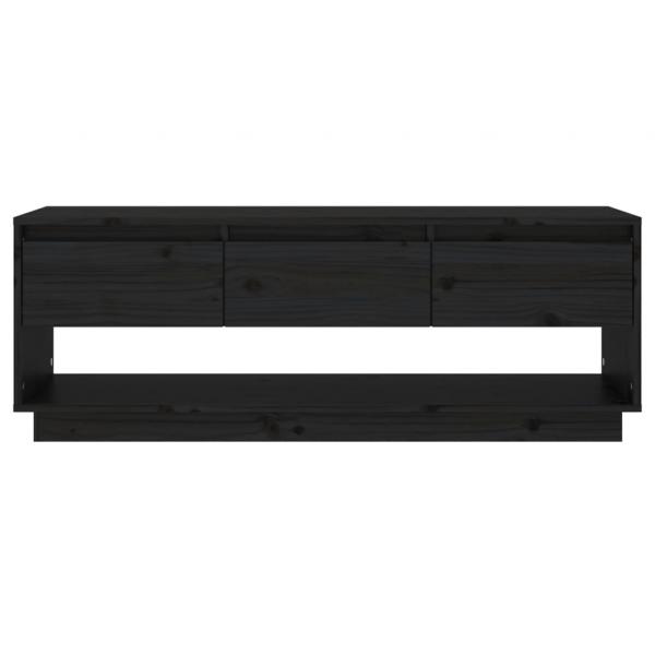 TV-Schrank Schwarz 110,5x34x40 cm Massivholz Kiefer