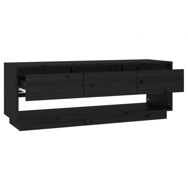 TV-Schrank Schwarz 110,5x34x40 cm Massivholz Kiefer