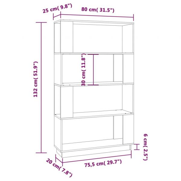 Bücherregal/Raumteiler Honigbraun 80x25x132 cm Massivholz