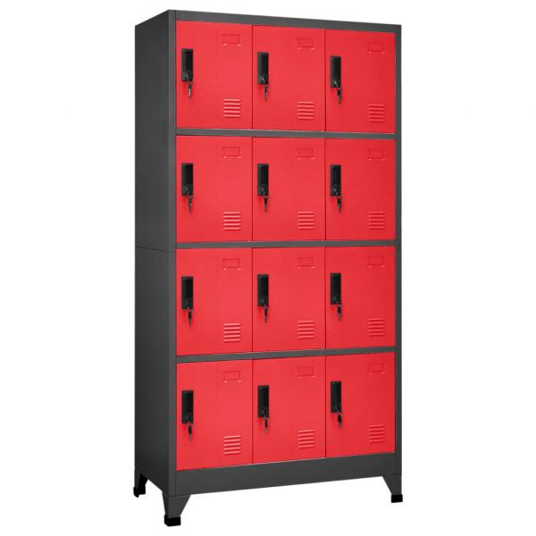 ARDEBO.de - Schließfachschrank Anthrazit und Rot 90x45x180 cm Stahl