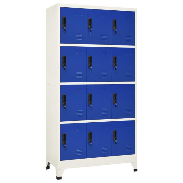 ARDEBO.de - Schließfachschrank Grau und Blau 90x45x180 cm Stahl