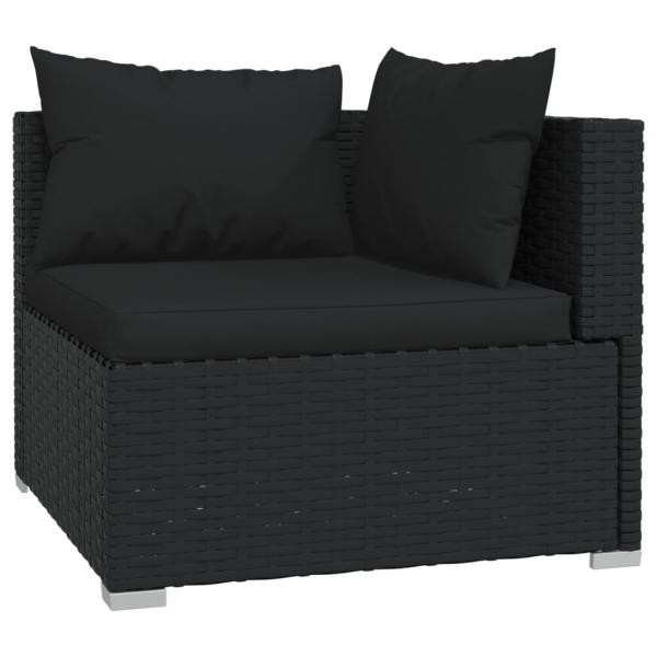 4-tlg. Garten-Lounge-Set mit Auflagen Poly Rattan Schwarz