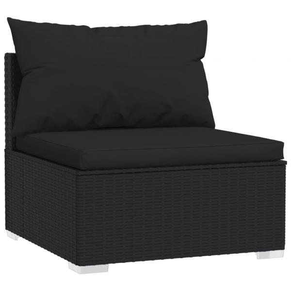 4-tlg. Garten-Lounge-Set mit Kissen Poly Rattan Schwarz