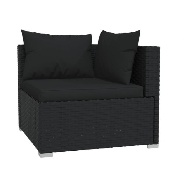 5-tlg. Garten-Lounge-Set mit Kissen Poly Rattan Schwarz