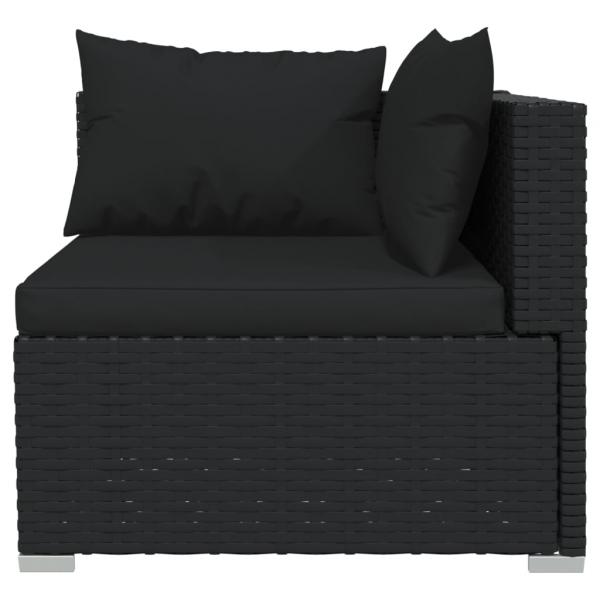 6-tlg. Garten-Lounge-Set mit Kissen Poly Rattan Schwarz