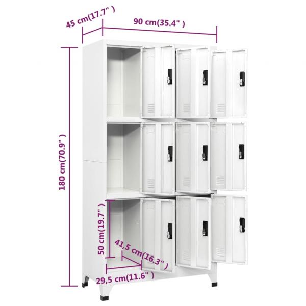 Schließfachschrank Weiß 90x45x180 cm Stahl