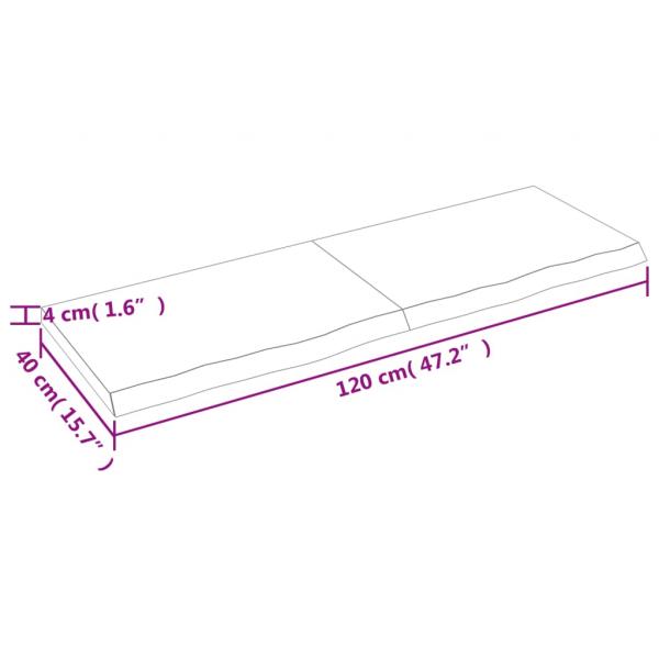 Wandregal Dunkelbraun 120x40x(2-4)cm Massivholz Eiche Behandelt