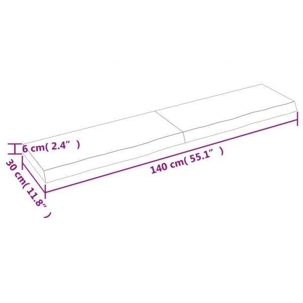 Wandregal Dunkelbraun 140x30x(2-6)cm Massivholz Eiche Behandelt