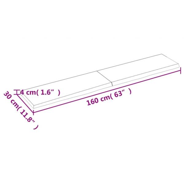 Wandregal Dunkelbraun 160x30x(2-4)cm Massivholz Eiche Behandelt